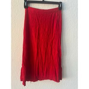 80's Vintage Rare Karin Stevens Red Crepe Skirt Size 8 Elastic Zipper Waist $50